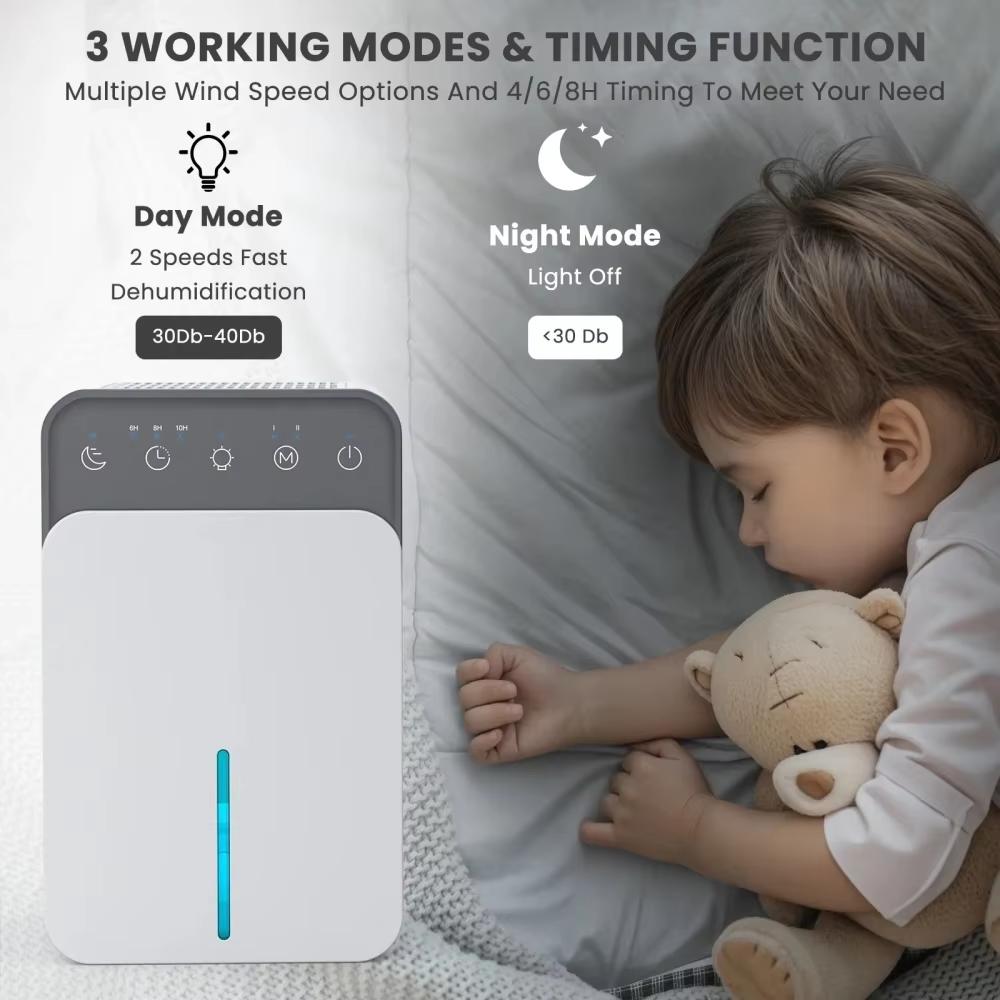 1500ML Smart Air Dehumidifier Portable Mute Mini Dehumidifier Bedroom Office Silent Moisture Absorption Small Dehumidifier