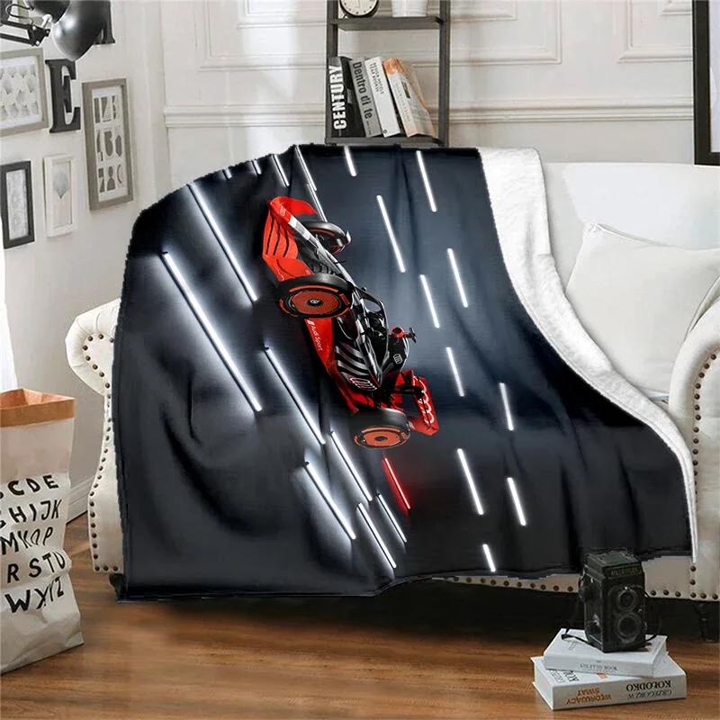 Flannel Blanket for Children F1 Sports Car Racing Car Famous Racing Blankets Soft Comfortable Home Travel Blanket High Quality
