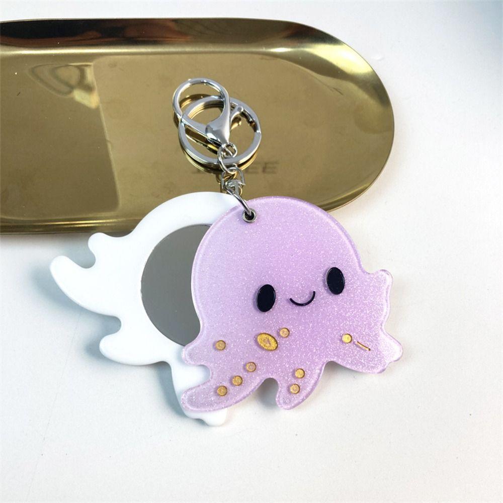 Keyring Mirror Pendant Starfish Animals Bag Pendant Fashion Acrylic Keychain  Gift