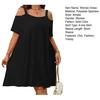Women's Summer Off Shoulder Mini Dress Short Sleeve Flowy A-line Dress Casual Loose Beach Vacation Sundress