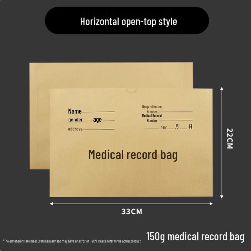 Fei Ang Thick Kraft Paper Medical Record File Bags, 50-Count