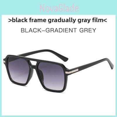 Uv400 Retro Double Bar Square Sunglasses With Gray Lenses For Outdoor Sports