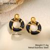 Stainless Steel High-grade Drip Oil Contrasting Color Ring Earrings Women's Niche Light Luxury Earrings