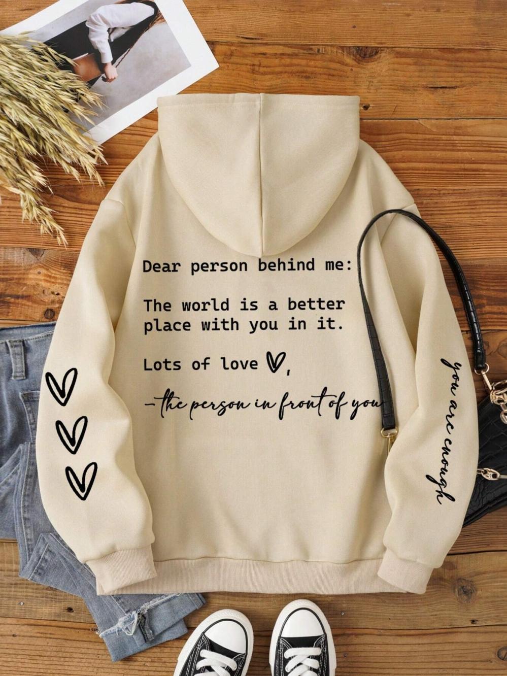 

Dear Person Behind Me Letter Graphic Print Hoody Men s Fashion Soft Sweatshirt Autumn Warm Fleece Hooded Casual Loose Tops 3XL