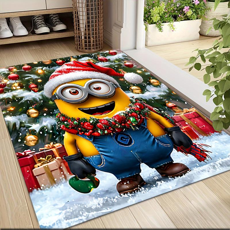 1Pc Christmas Minions Snowscape Carpet Rug Soft Washable Antislip Home Living Room Sofa Mats Personalized Christmas Rug