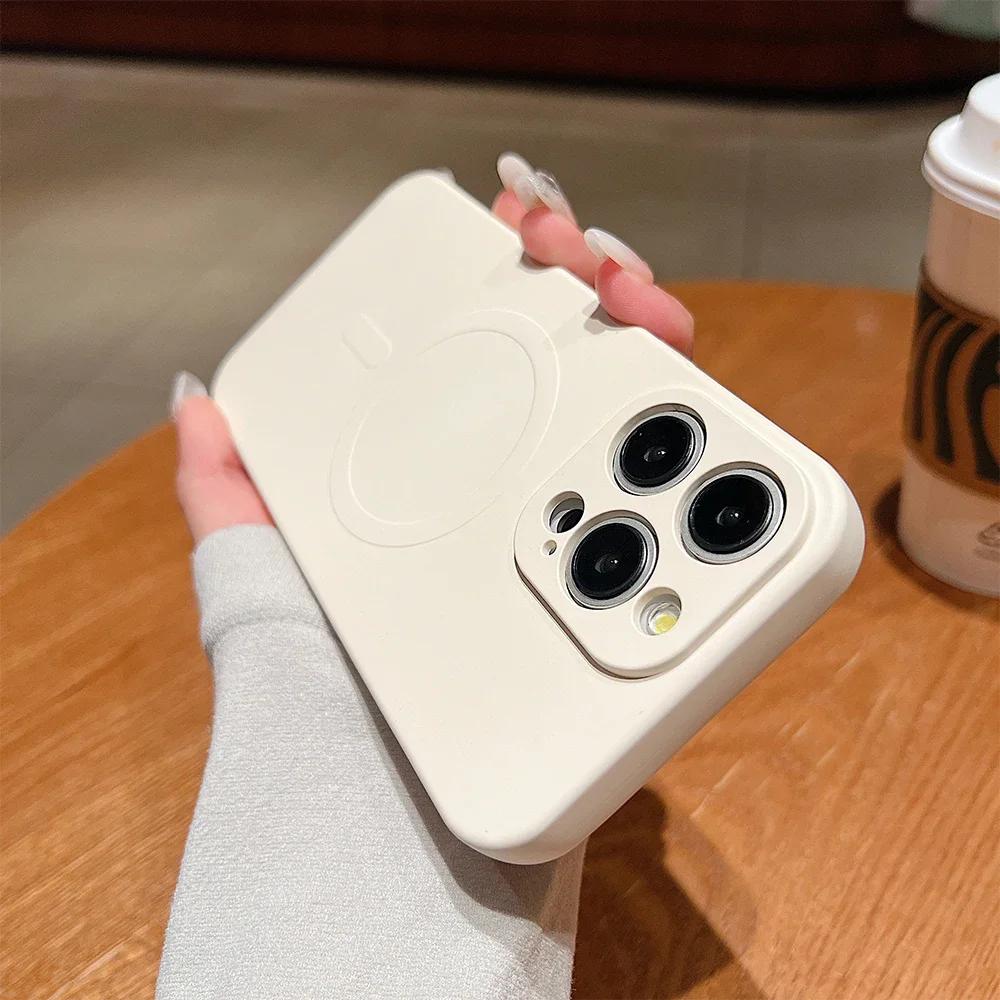 for Magsafe Magnetic Wireless Charging Case for iPhone 16 15 14 13 12 11 Pro Max Mini XR XS Soft TPU Liquid Silicone Back Cover