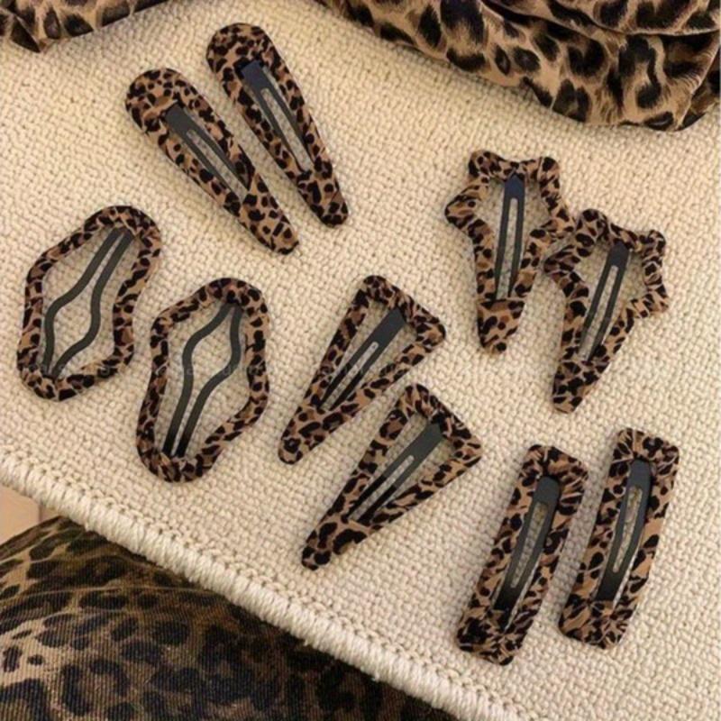 Set of Leopard Pattern Hair Accessories, BB Hair Clips, Y2K Millennium Trendy Leopard Print Hair Clip Collection, Holiday Present