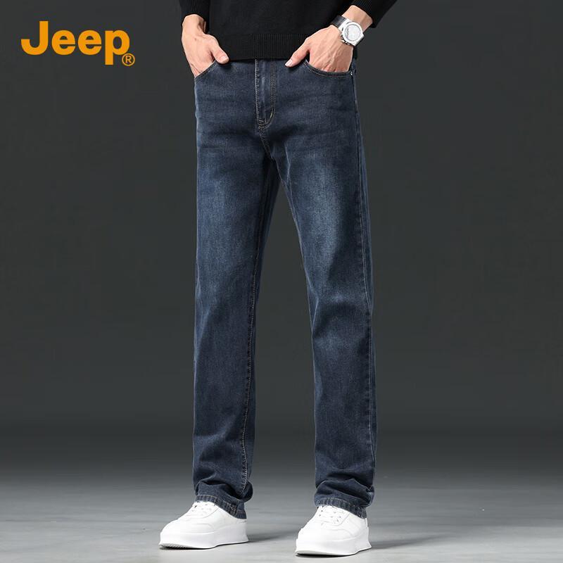 JEEP Men s Loose Straight Fit Business Casual Jeans 40