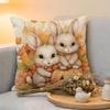 Cushion Cover  Linen  SkinFriendly Soft Decorative Case for Sofa Home Decor Fall pumpkin Bunny orange design Pillow cover