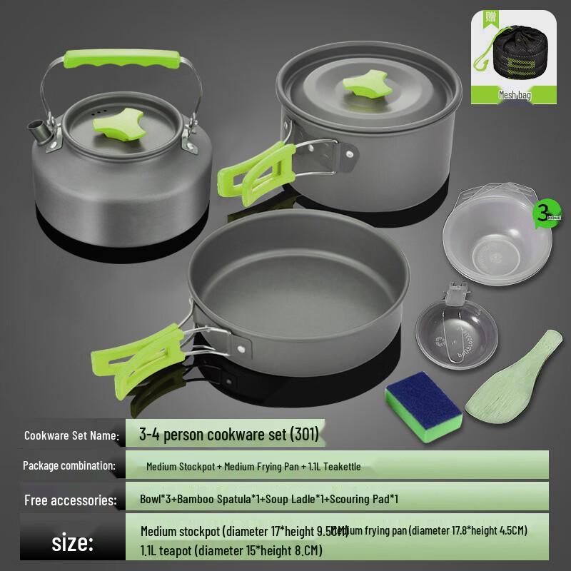 OEING Outdoor Camping Cookware Set with Kettle