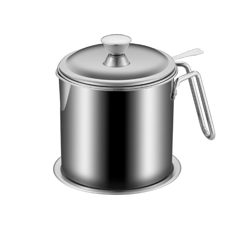 

1.5L/1.8L/2L Oil Filter Pots Stainless Steel Oil Strainer Pot with Lid Strainer Basket Kitchen Oil Storage Can Grease Contaier