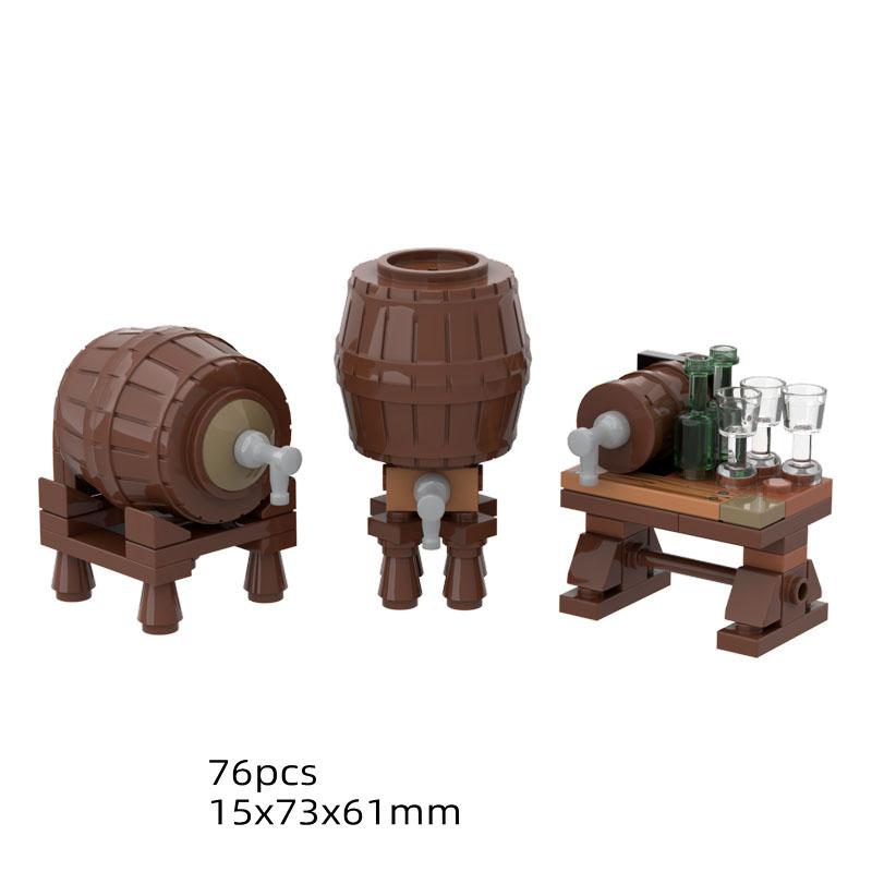 MOC Medieval Winepress Building Blocks Kit Cask Wine Cellar Grape Trellis Bricks Assemble Toys Kids Gift