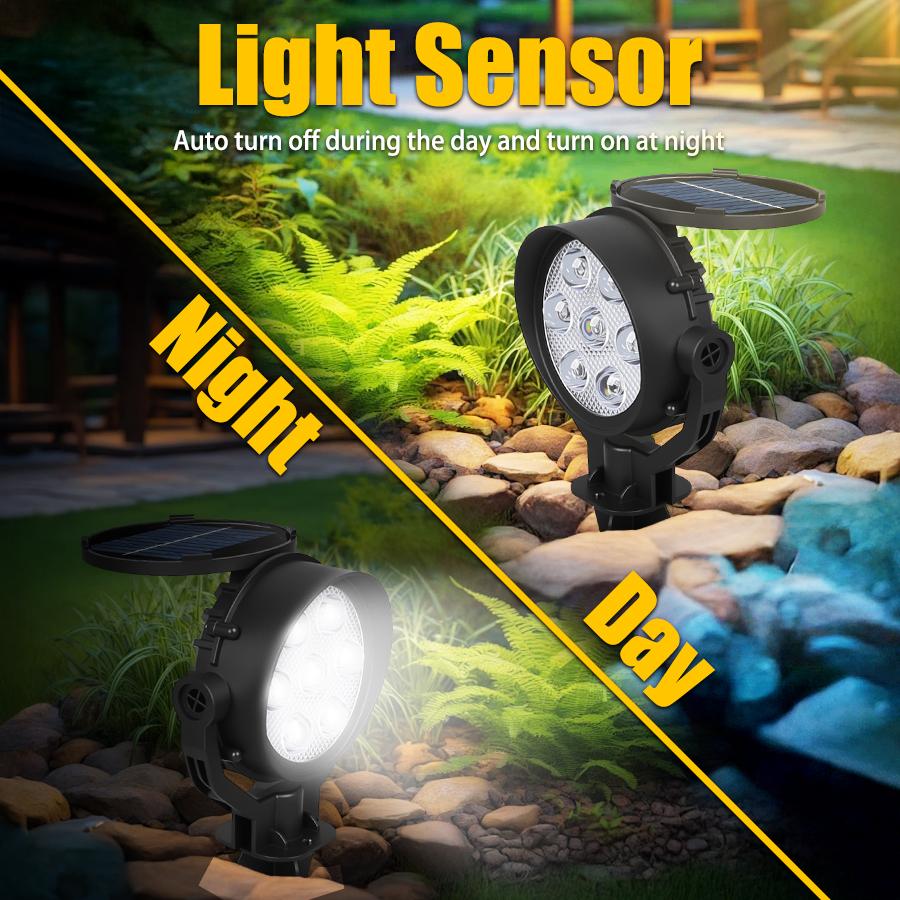 7LED Solar Lawn Light Outdoor IP65 Waterproof Spotlight Brightness Adjustable Lamp for Garden Backyard Driveway Patio Decor Lamp