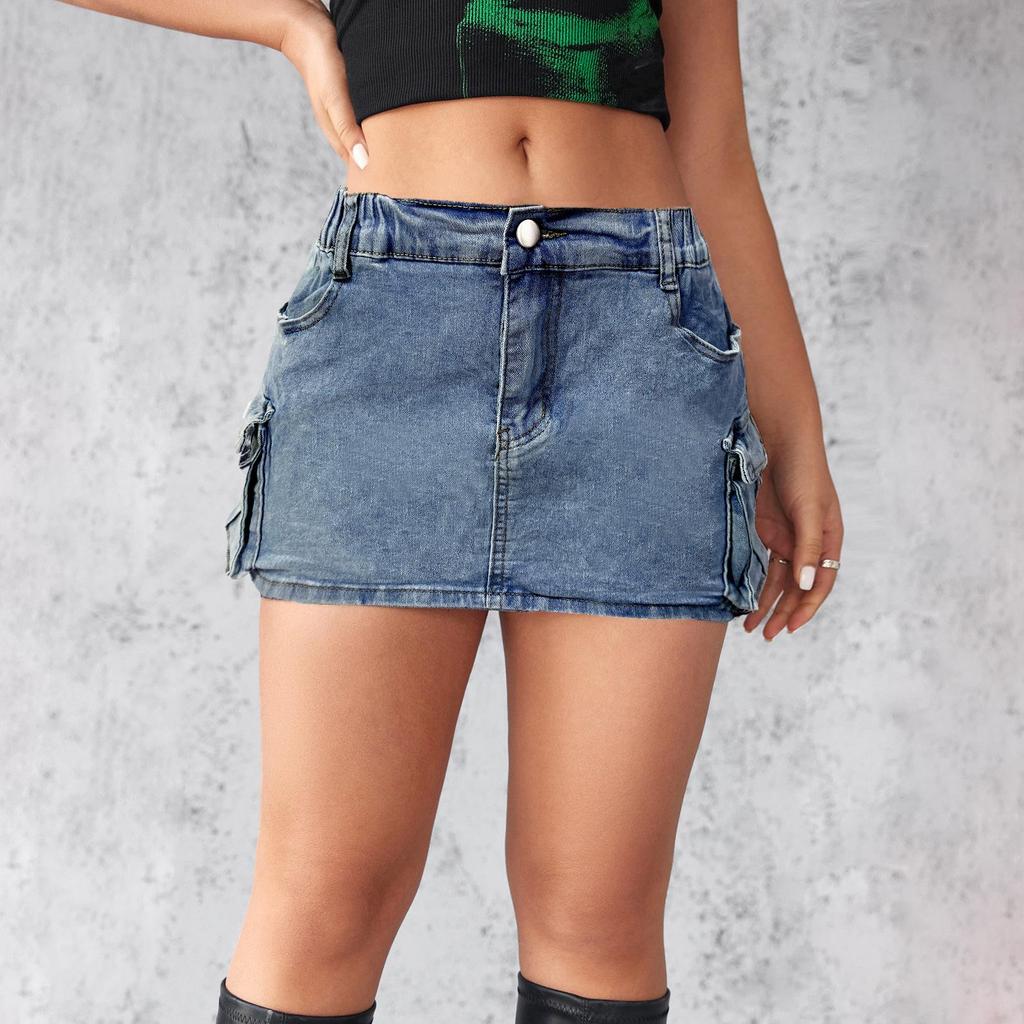 2025 Retro Elastic Slim Fit Women's Denim Workwear Skirt