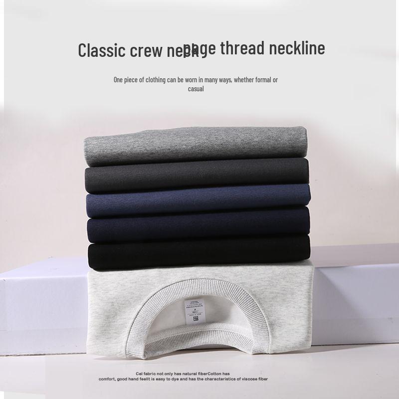 Women's Fleece-Lined Crew Neck Sweatshirt, Long Sleeve, Thin & Loose, for Spring and Autumn, Junior & High School Students, No Hood.