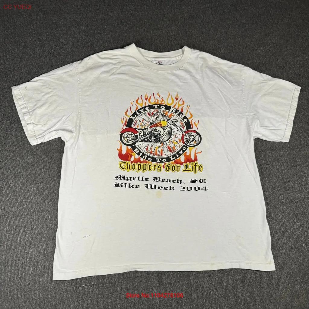 Vintage Myrtle Beach Bike Week T Shirt Mens XL White Choppers for Life 2004 00s Vintage Washed Unisex Soft Stylish Streetwear