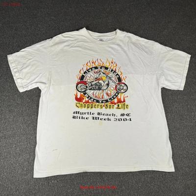 Vintage Myrtle Beach Bike Week T Shirt Mens XL White Choppers for Life 2004 00s Vintage Washed Unisex Soft Stylish Streetwear