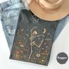 Dancing Skeleton Shirt, Wildflower Botanical Graphic Tee, Vintage Cottagecore Apparel, Nature Lover Gift