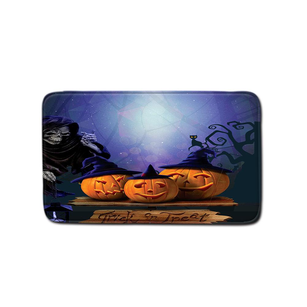 Halloween Shower Curtain Floor Mat Combination Four-Piece Set Bathroom Toilet Carpet Shower Room Foot Door Mat