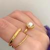 Minimalist Double-Layer Irregular 18K Gold-Plated Ring – Retro Trendy Style for Women, European & American Fashion