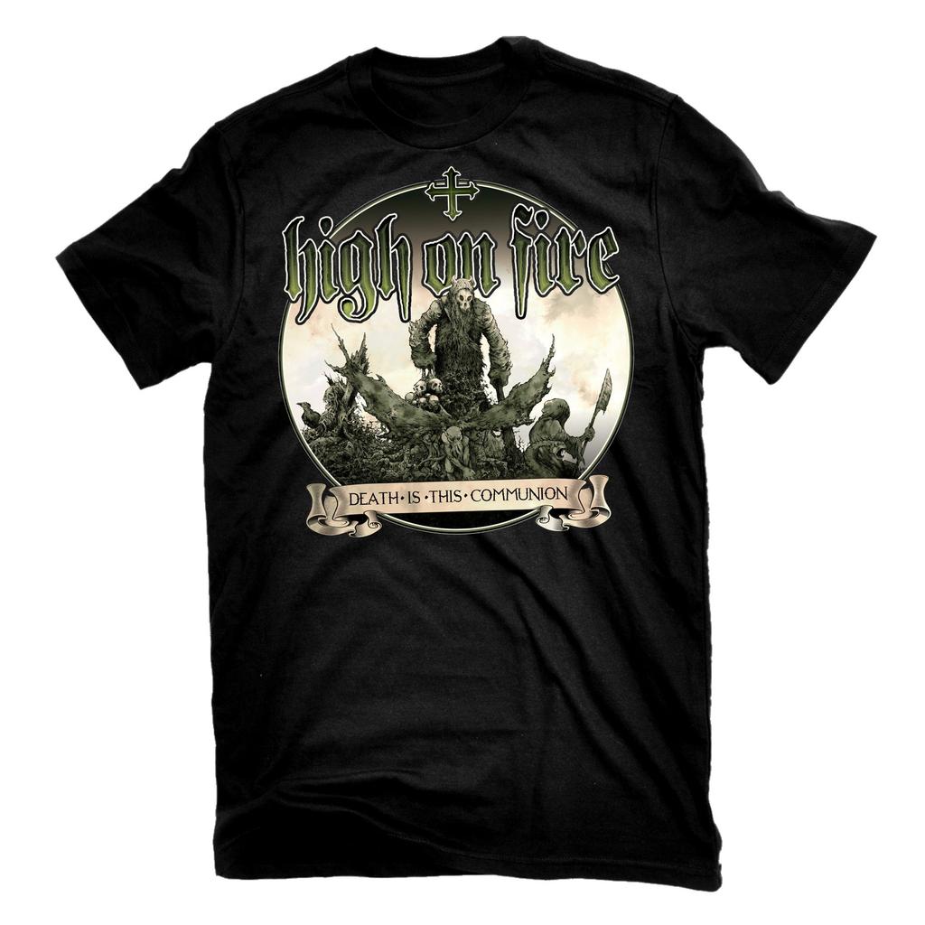High on Fire Green Demon Rock Band Summer Casual TShirt Unisexs and Womens Luxury Brand Top hot