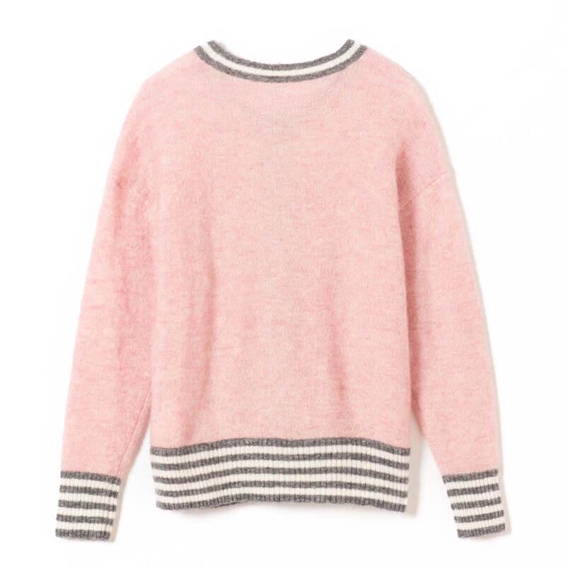 Snuo Fude Women's Colorblock Long Sleeve Knitted Cardigan