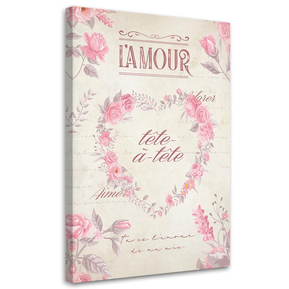 Canvas Print, Heart Shabby Chic Flowers