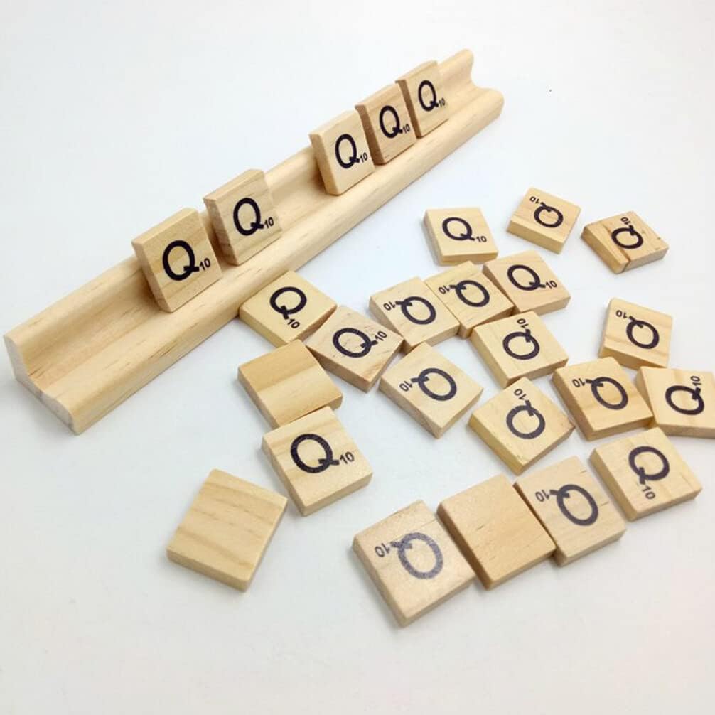 TOYANDONA Wooden Domino Trays, Set of 4 Mexican Train Domino Trays Racks Wooden Domino Tile Holders for Classic Board Games Dominoes Accessories