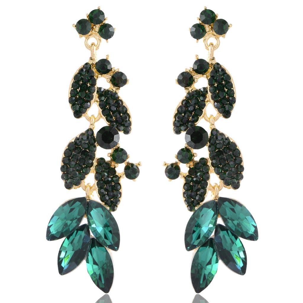 Exquisite Leaf-shaped Fashion Earrings  Forest-style Sweettrendy Earrings  Super Sparkling Elegant Earrings