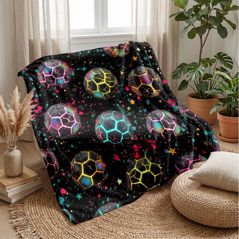 Space Soccer Ball Theme blanket Lightweight Warm Flannel Blanket Decorative Throw Blanket for Home Decoration
