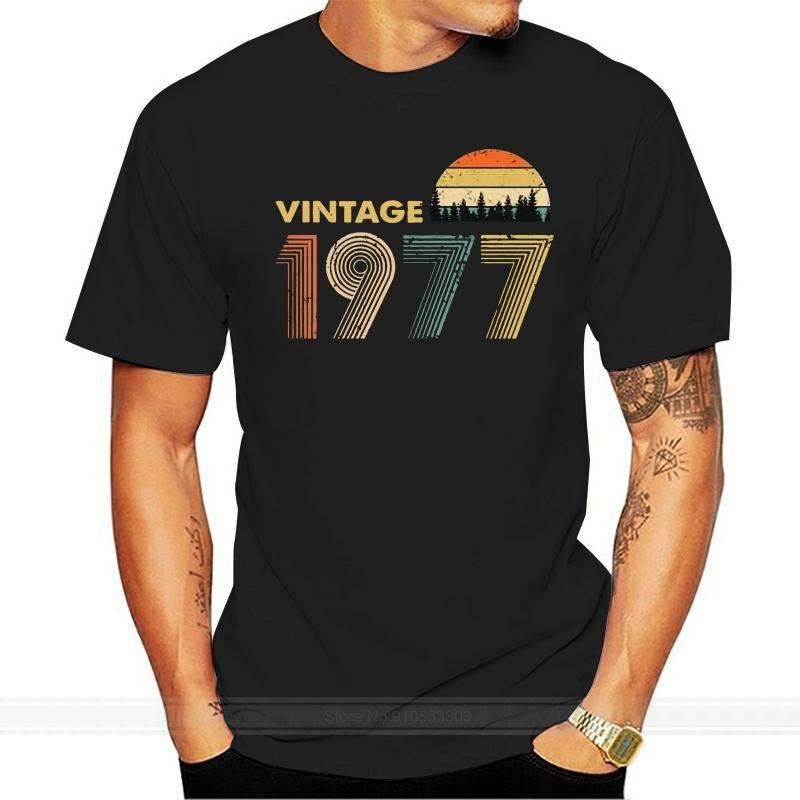 Vintage 1977 Black Tshirt M 6Xl cotton tshirt men summer fashion t-shirt euro size