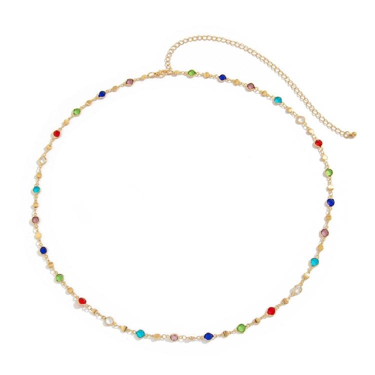 

Elegant Rainbow Crystal Hip Chain Fashionable Alloy Waist Decoration Comfortable Body Jewelry Accessory For Women 1