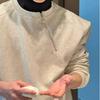 Men's Autumn/Winter Patchwork Hoodie with Metal Side Zipper – Round Neck, Solid Color, Loose Fit.