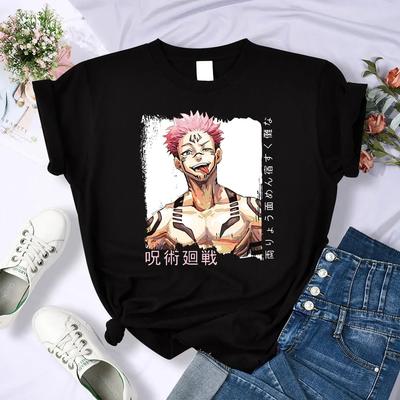Japonia Anime Jujutsu Kaisen RyoUnisex Sukuna Graphic Printed T-shirt Unisex Unisex Cztery pory roku T-shirty Harajuku Unisex Casual T-shirt