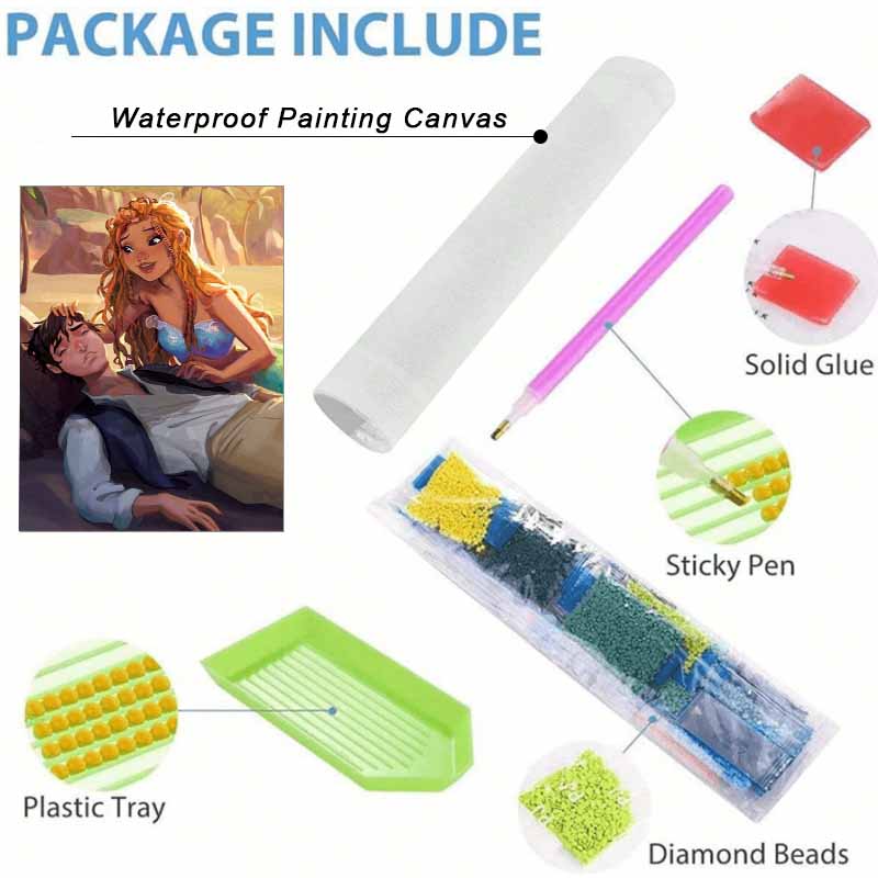Disney Diamond Painting 5D DIY Mermaid And Man Diamond Art Diamond Painting Kit Adult/Beginner Gift Idea Home Decor