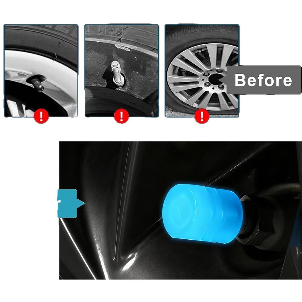 11Pcs Fluorescent Tire Valve Caps Fluorescent Car Wheel Valve Covers Dustproof Motor Bike Glowing Decor Wheel Nozzles Tyre Cap