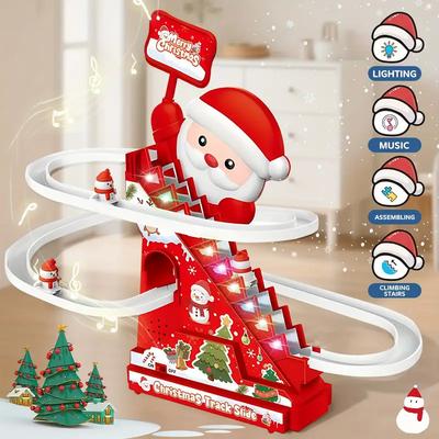 Voiture Jouet Électrique Père Noël de Noël - Voiture Amusante à Piles avec Piste de Glisse pour Enfants