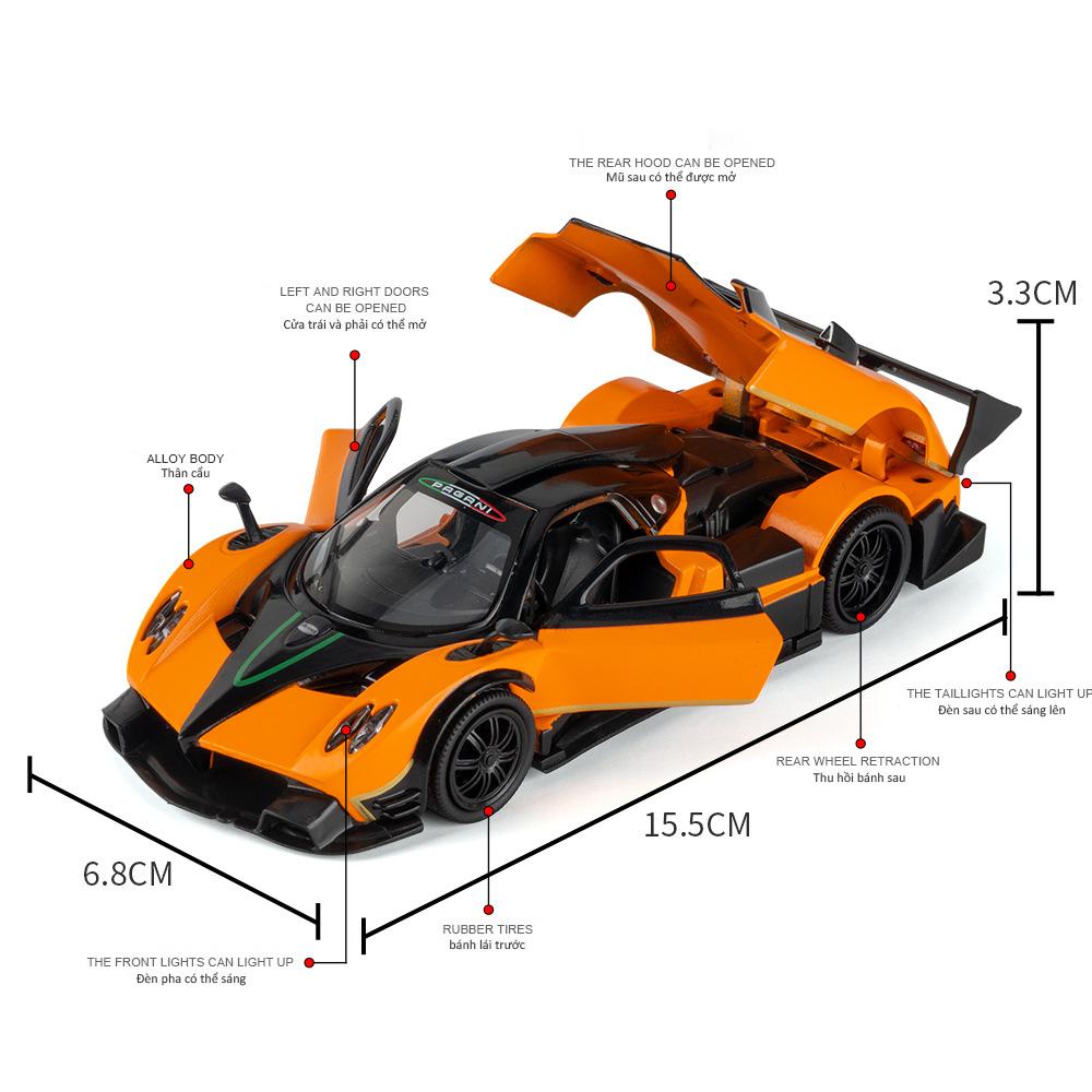 1/32 Pagani Zonda R Supercar Alloy Car Model Sound and Light Pull Back Children's Toy Collectibles Birthday Gift