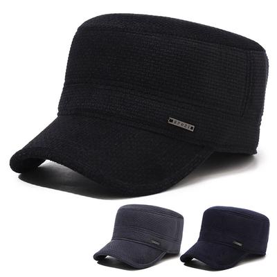 Men's Flat Top Hat Middle-Aged and Elderly Dad's Hat Autumn Winter Coldproof Warm Ear Protection Cap