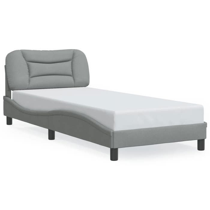 VidaXL Cadre de Lit avec Lumières LED, Lit Simple avec Coussin de Tête de Lit, Lit Adulte, Meuble de Chambre, Moderne, Gris 3213676