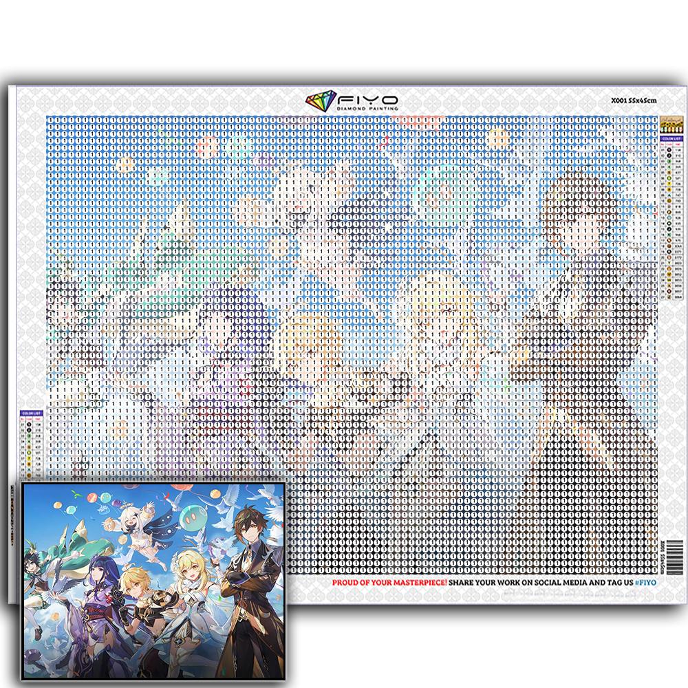

Алмазная вышивка Genshin Игровой персонаж 5D DIY Алмазная картина Вышивка крестом Горный хрусталь Full Square 20X30CM