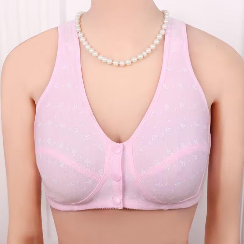

Хлопковые бюстгальтеры с пряжкой спереди, женское нижнее белье, передний закрытый бюстгальтер для отдыха, удобное нижнее белье 100B розовый