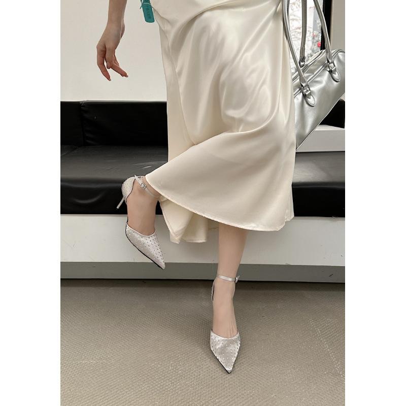 2025 spring new pointed thin heel high heel European and American fashion bag head women's shoes