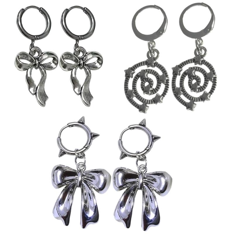 Sweet Cool Bowknot/Thread Star Pendant Earrings Fashion Hoop Earrings Jewelry