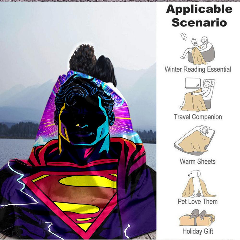 1 Stück Superman Flanell Überwurfdecke Weich, Warm & Gemütlich für Sofa, Bett, Büro und Reisen Vielseitig für Alle Jahreszeiten Geschenk, Weihnachtsgeschenk