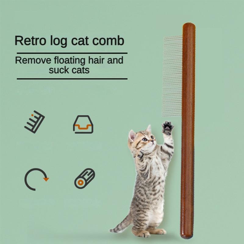 Wood Lengthening Cat Comb Retro Portable Professional Pet Cat Grooming Comb Convenient Storage Dog Hair Trimmer Cleaning Hair Pet Cleaning Products