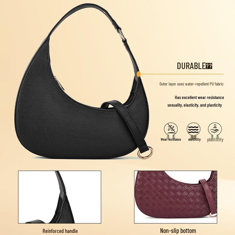 Elegant Solid Color Crescent Shoulder Bag: Chic High-End Handbag for Versatile Daily Use