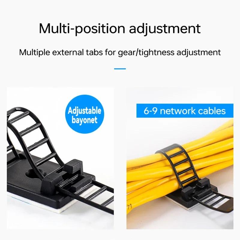 BOLTIFY 20PCS Adjustable Strap Holder Self Adhesive Plastic Network Wire Power Cord For Car Cable Tie Clip Stair Clamp Organizer