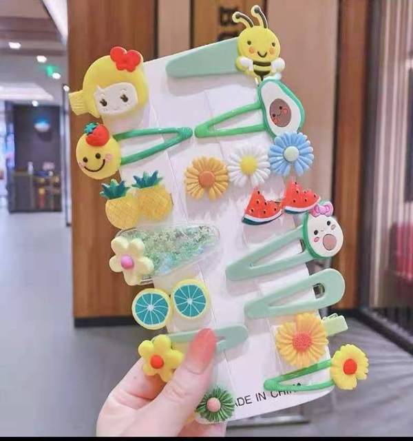 

Набор детских заколок для волос 14 шт. Животные Фрукты Милые Простые Мультяшные Боковые Заколки Новые Детские Головные Уборы