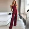 European and American Fashion Temperament Slim fit Slimming Sleeveless Jumpsuit Solid V-neck Wrap-around Sexy Jumpsuit Dress Women
